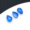 Three teardrop-shaped blue glass charms with polished finish for DIY jewelry - Sapphire Blue