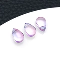 Three gradient purple teardrop glass charms with faceted surface and hole for jewelry making - Purple Pink