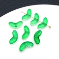 Cuentas de vidrio de pétalo de tulipán verde esmeralda para joyería artesanal - Hoja de Cristal / 1 Pieza (8x9mm) / Verde Hierba Transparente (23873)