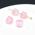 Cuentas de vidrio de tulipán rosa degradado con aguja de metal dorado para joyería DIY - Hoja de Cristal / 1 Pieza (8x9mm) / Rosa Transparente (23878)