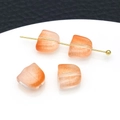 Cuentas de pétalos de tulipán naranja translúcido con textura de vidrio esmerilado DIY - Hoja de Cristal / 1 Pieza (8x9mm) / Naranja Transparente (23879)