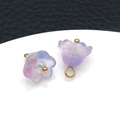 Gradient resin lily of the valley flower pendants with gold metal ring 1 pair - Blue and Purple
