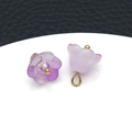 Handmade gradient purple lily of the valley glass charm with gold bead detail - Purple
