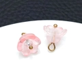 Pink frosted resin lily of the valley flower pendants with golden closed loop rings - Pink