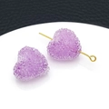 Frosted light purple heart-shaped acrylic pendant with a golden metal pin and ring loop - Purple (23732)