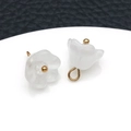 DIY lily of the valley glass charm with white petals and golden metal heart pendant - Clear White