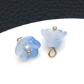 DIY lily of the valley floral pendant with blue gradient glass and gold metal loop - Blue
