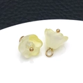 DIY Lily of the Valley earrings pendant in pale yellow resin with gold bead detail - Light Yellow