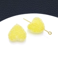 Yellow acrylic heart pendant with crystal texture and gold pin for DIY jewelry making - Yellow (23738)
