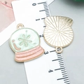 Emaille sneeuwvlok kristallen bol hanger in groen en roze voor DIY-sieraden - Groen en Roze Emaille Kristallen Bol Stijl (12352)