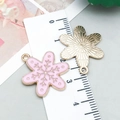 Pink enamel snowflake pendant for DIY jewelry, 2.2cm alloy charm with golden finish - Pink Enamel Snowflake Style (24816)