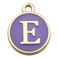 Purple enamel letter E charm with gold plated edge and round hook for DIY jewelry - Letter Z (12661) / 1 Piece (12x14mm) / Purple