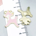 Pink enamel deer charms with gold edges for DIY necklaces and handmade jewelry - Pink Enamel Elk Style (24973)