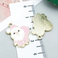 Pink and gold Santa Claus enamel alloy pendant charm for DIY Christmas jewelry - Pink Enamel Santa Claus Style (24975)