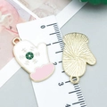 Christmas glove enamel charm with white finish and pink wave edge for DIY jewelry - Pink Enamel Glove Style (24976)