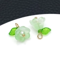 Light green Lily of the Valley flower pendants with gold hooks for DIY jewelry making - Green