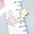 Pink enamel Christmas tree alloy pendant with gold textured back for DIY jewelry crafts - Pink Enamel Christmas Tree Style (24977)