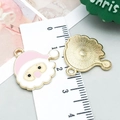 Cartoon Santa Claus enamel charm with pink hat and golden textured back for DIY jewelry - Pink Enamel Santa Claus Style (24982)