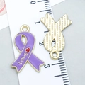 Ciondolo a nastro viola con cuore e scritta LOVE con righello per gioielli fai da te - Stile Fiocco Cuore Olio di Gocciolamento Viola (24859)