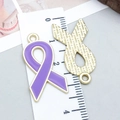 Ciondoli a cuore a nastro viola e oro per gioielli fai da te con righello di misura - Stile Fiocco a Nastro Viola (24860)