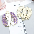 Ciondoli a cuore con fiocco in smalto e placcatura dorata per creazione gioielli DIY - Stile Fiocco Floreale Olio di Gocciolamento Viola (24862)