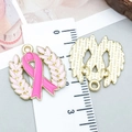 Ciondolo a cuore in smalto con nastro rosa per creazione gioielli con scala graduata - Stile Fiocco Floreale Olio di Gocciolamento Rosa (24863)