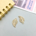 Golden hollowed leaf pendants with intricate vein patterns for DIY jewelry making - Leaf Style (10096)