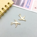 Golden swallow bird charm connectors with feather texture for DIY jewelry making - Bird Style (11590)