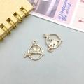 Golden sloth hollow pendant in alloy for DIY jewelry necklaces and bracelets - Cat Style (11591)