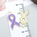 Ciondoli a nastro in smalto viola e oro con scala da 2,5cm per creazione gioielli DIY - Stile Fiocco Olio di Gocciolamento Viola (24870)