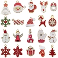 Set van 20 kersthangers van emaille legering met Kerstman en rendier bedeltjes - Gemengde 20 Kerstseries (SN1592)