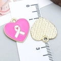 Ciondolo a cuore in smalto rosa con nastro bianco per creazione gioielli fai-da-te - Stile Fiocco Cuore Olio di Gocciolamento Rosa Scuro (24874)