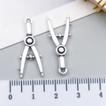 Pendentif compas vintage en alliage argenté pour bijoux DIY, breloque en métal de 32 mm - Compas (12161)