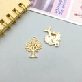 Golden tree of life alloy pendants with embossed detail and hanging loops for DIY jewelry - Tree of Life Style (11601)