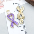 Ciondolo a fiocco in smalto viola con cuore rosa per la creazione di gioielli - Stile Fiocco Olio di Gocciolamento Viola (24876)