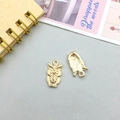 Golden owl charm pendant for DIY jewelry making with detailed feather texture and ring - Owl Style C (11603)