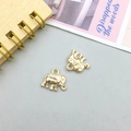 Golden alloy elephant pendants for DIY jewelry making with mesh pattern details - Elephant Style (11610)