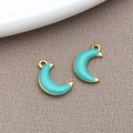 Paar halve maan hangers in meerblauw email en goudkleurige afwerking voor DIY-sieraden - Meerblauw (Verguld)