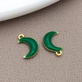 Donkergroene emaille maan hanger met gouden rand voor DIY sieraden maken - Groen (Gouden Rand)