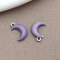 Pair of purple crescent moon charms with silver rings for DIY jewelry making and crafts - Purple (Silver Edge)