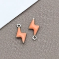 Orange enamel lightning bolt charms with gold metal edges for DIY jewelry making - 1 Piece/Pack (5x10mm) / Silver-Orange (T1023)