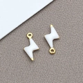 White enamel lightning bolt pendant with gold metal edges for DIY jewelry making - 1 Piece/Pack (5x10mm) / Gold-White (T1024)