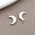 Set of two gold-plated white enamel moon charms for DIY necklace and bracelet jewelry making - White (Gold Edge)