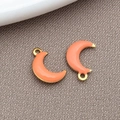 Golden crescent moon charm with light orange enamel finish for DIY jewelry making - Orange (Gold Color Edge)