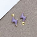 Pair of lavender lightning bolt charms with gold metal edges and enamel finish - 1 Piece/Pack (5x10mm) / Gold-Purple (T1030)