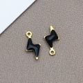 DIY black enamel lightning charms with gold plating for handmade jewelry crafts - 1 Piece/Pack (5x10mm) / Gold-Black (T1031)