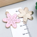 Pink enamel flower and snowflake charms in gold alloy finish for DIY jewelry making - Pink Enamel Christmas Snowflake