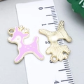 Pink enamel deer pendant charm with gold plating and 2.5cm scale measurement - Pink Enamel Christmas Reindeer