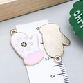 Pink enamel Christmas glove pendant with snowflake pattern for DIY jewelry making - Pink Enamel Christmas Snowflake Glove