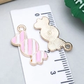 Pink and white enamel candy-shaped alloy charm for DIY jewelry with gold metal base - Pink Enamel Christmas Candy